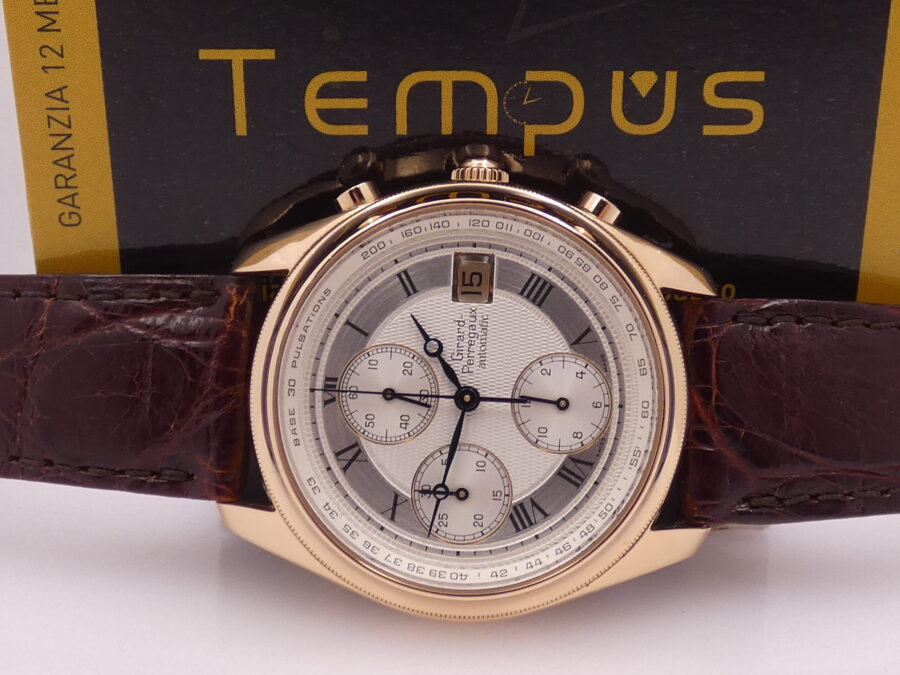 Cronografo Girard Perreguax Olimpico GP4900 Oro Rosa 18 Kt Automatic Date ANNI '2000s - immagine 2
