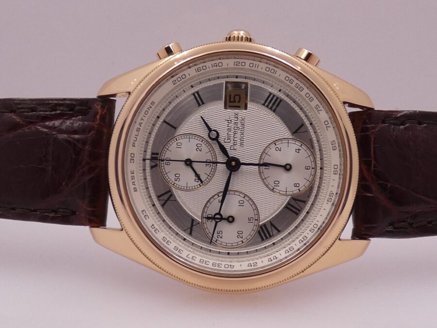 Cronografo Girard Perreguax Olimpico GP4900 Oro Rosa 18 Kt Automatic Date ANNI '2000s - immagine 6