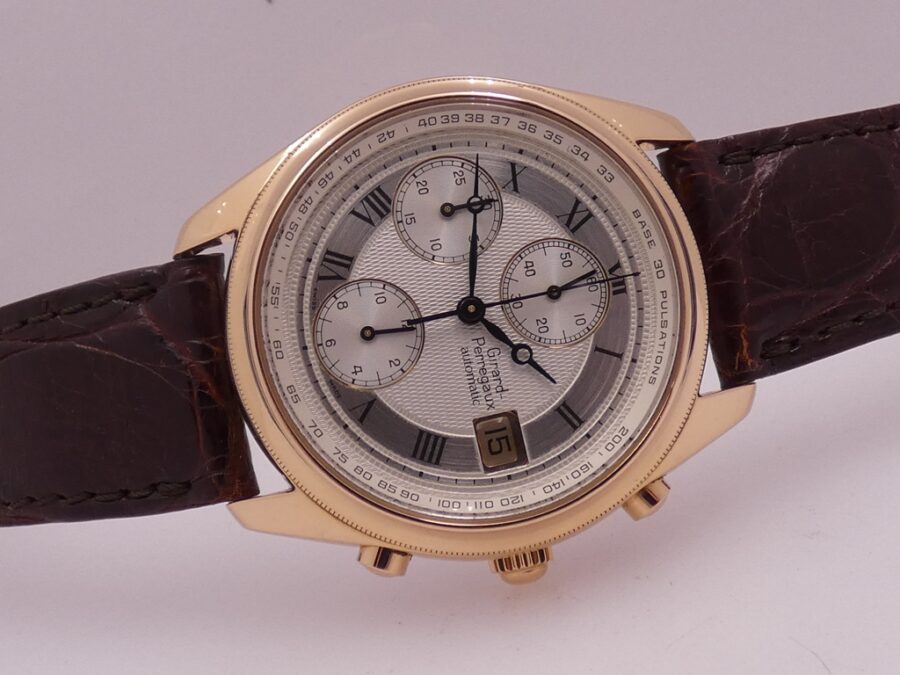 Cronografo Girard Perreguax Olimpico GP4900 Oro Rosa 18 Kt Automatic Date ANNI '2000s - immagine 9