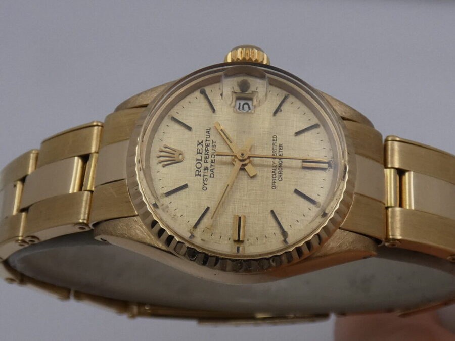 Rolex Datejust Lady 6517 Oro 18 Kt Textured Dial ANNO 1971 Automatico Bracciale a Rivetti