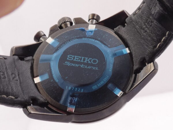 Cronografo Seiko Sportura 7T62-0KV0 NUOVO BOX & PAPERS Acciaio BLACK PVD