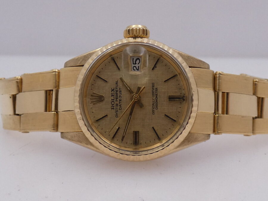 Rolex Datejust Lady 6517 Oro 18 Kt Textured Dial ANNO 1971 Automatico Bracciale a Rivetti - immagine 3