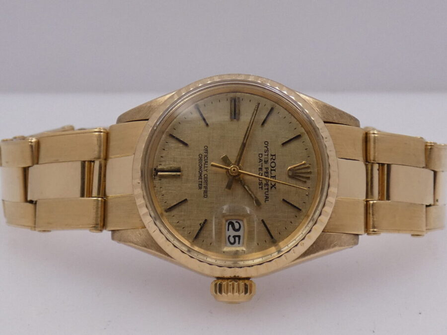 Rolex Datejust Lady 6517 Oro 18 Kt Textured Dial ANNO 1971 Automatico Bracciale a Rivetti - immagine 4