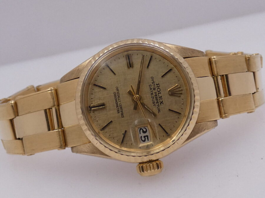 Rolex Datejust Lady 6517 Oro 18 Kt Textured Dial ANNO 1971 Automatico Bracciale a Rivetti - immagine 5