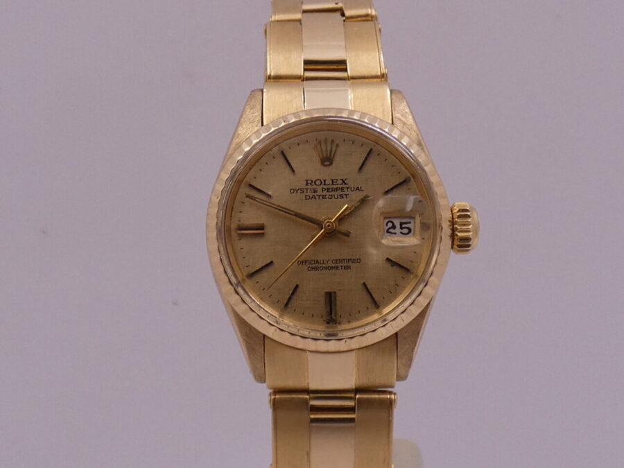 Rolex Datejust Lady 6517 Oro 18 Kt Textured Dial ANNO 1971 Automatico Bracciale a Rivetti - immagine 6
