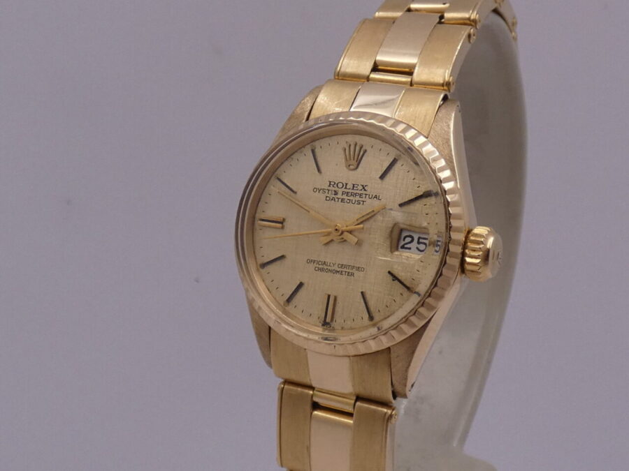 Rolex Datejust Lady 6517 Oro 18 Kt Textured Dial ANNO 1971 Automatico Bracciale a Rivetti - immagine 7
