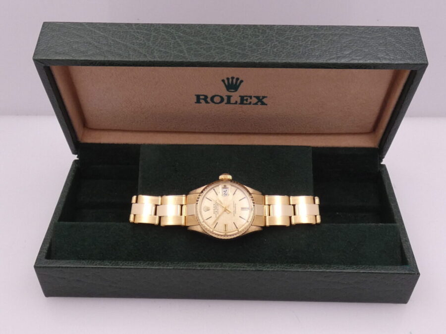 Rolex Datejust Lady 6517 Oro 18 Kt Textured Dial ANNO 1971 Automatico Bracciale a Rivetti - immagine 8