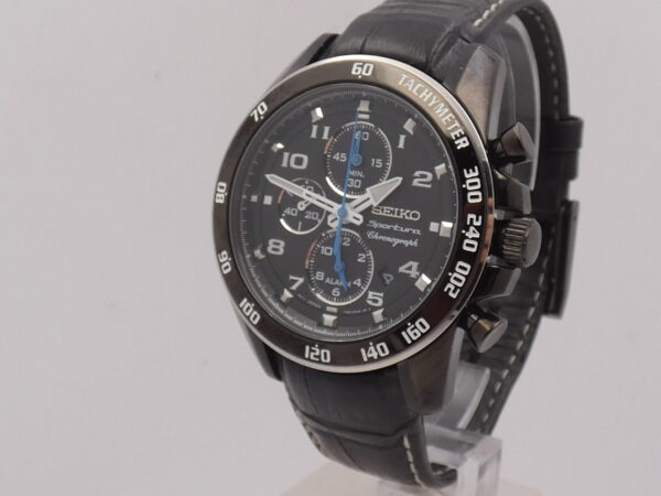 Cronografo Seiko Sportura 7T62-0KV0 NUOVO BOX & PAPERS Acciaio BLACK PVD