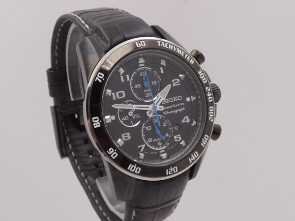 Cronografo Seiko Sportura 7T62-0KV0 NUOVO BOX & PAPERS Acciaio BLACK PVD
