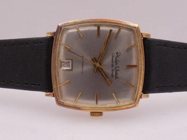 Untouched Philip Watch Oro Massiccio 18 Kt Automatic Date NEVER POLISHED Anni '60