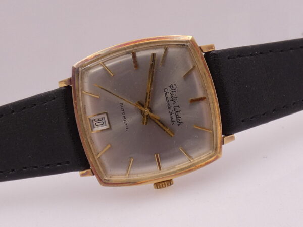 Untouched Philip Watch Oro Massiccio 18 Kt Automatic Date NEVER POLISHED Anni '60
