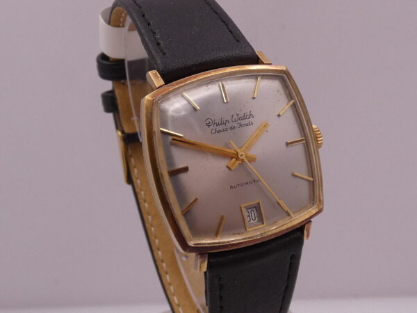 Untouched Philip Watch Oro Massiccio 18 Kt Automatic Date NEVER POLISHED Anni '60