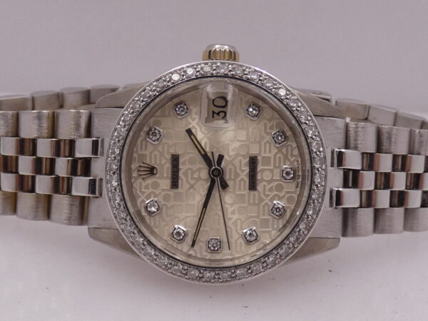 Rolex Datejust Boy Oro Bianco 18 Kt 6827 Diamonds Dial & Bezel ANNO 1975 WITH BOX Mid-Size Watch