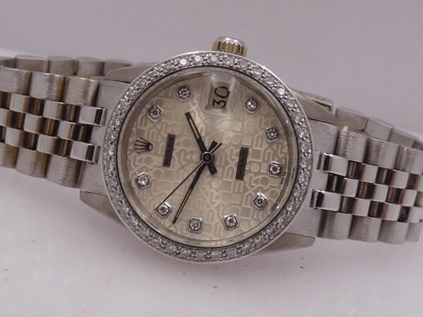 Rolex Datejust Boy Oro Bianco 18 Kt 6827 Diamonds Dial & Bezel ANNO 1975 WITH BOX Mid-Size Watch