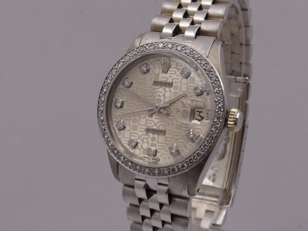 Rolex Datejust Boy Oro Bianco 18 Kt 6827 Diamonds Dial & Bezel ANNO 1975 WITH BOX Mid-Size Watch