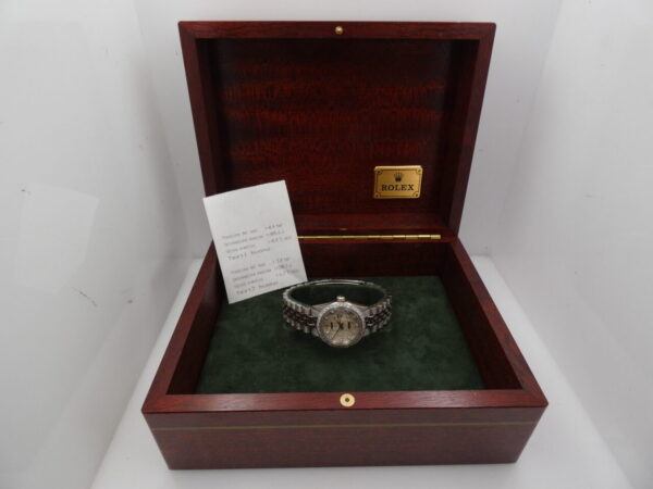 Rolex Datejust Boy Oro Bianco 18 Kt 6827 Diamonds Dial & Bezel ANNO 1975 WITH BOX Mid-Size Watch