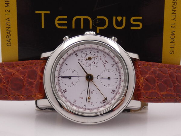 Cronografo Le Guet Moonphases 2690 BOX & PAPERS Acciaio Automatico ANNI '2000s