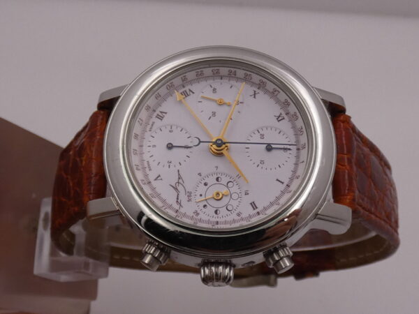 Cronografo Le Guet Moonphases 2690 BOX & PAPERS Acciaio Automatico ANNI '2000s