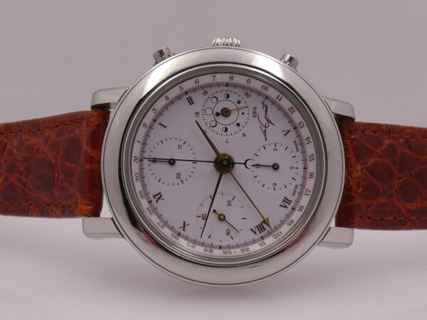Cronografo Le Guet Moonphases 2690 BOX & PAPERS Acciaio Automatico ANNI '2000s