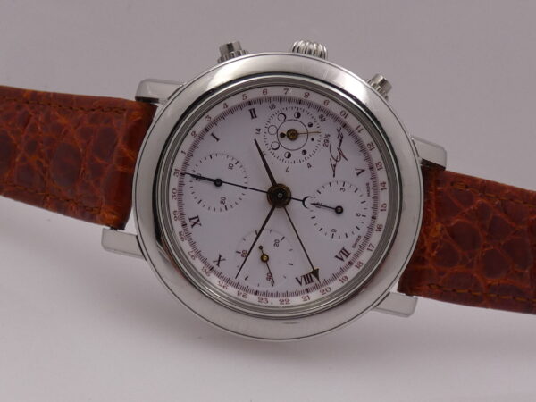 Cronografo Le Guet Moonphases 2690 BOX & PAPERS Acciaio Automatico ANNI '2000s