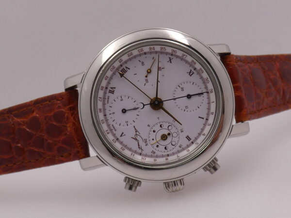 Cronografo Le Guet Moonphases 2690 BOX & PAPERS Acciaio Automatico ANNI '2000s