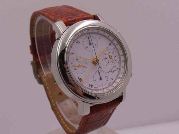 Cronografo Le Guet Moonphases 2690 BOX & PAPERS Acciaio Automatico ANNI '2000s