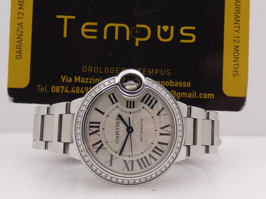 Cartier Ballon Blue 3489 Diamond Bezel BOX & PAPERS Acciaio Braccialato - immagine 2