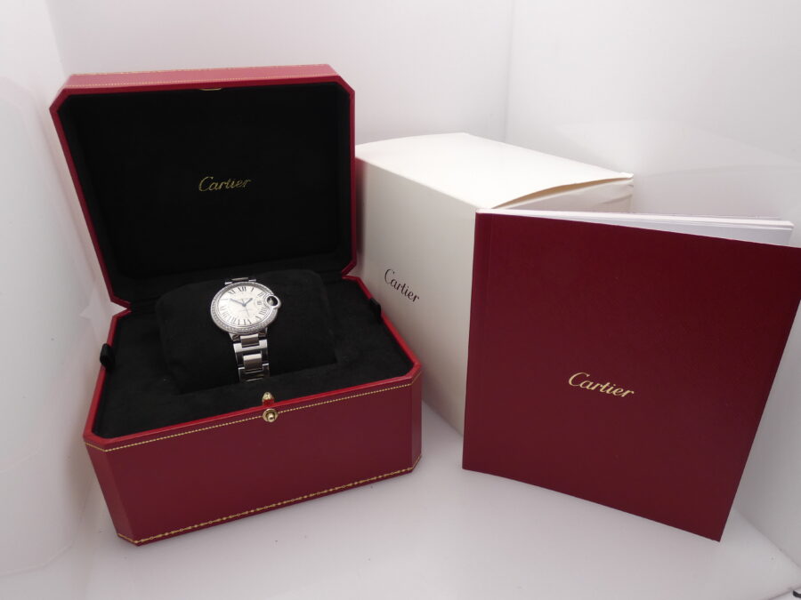 Cartier Ballon Blue 3489 Diamond Bezel BOX & PAPERS Acciaio Braccialato - immagine 11
