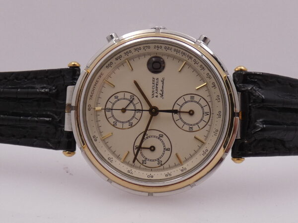 Van Cleef & Arpels Le Chronogrphe 424.023 Automatico Cal JLC 889 Acciaio & Oro 18 Kt WITH BOX ANNI '80s
