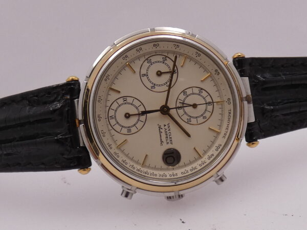 Van Cleef & Arpels Le Chronogrphe 424.023 Automatico Cal JLC 889 Acciaio & Oro 18 Kt WITH BOX ANNI '80s