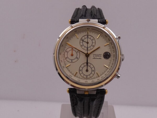 Van Cleef & Arpels Le Chronogrphe 424.023 Automatico Cal JLC 889 Acciaio & Oro 18 Kt WITH BOX ANNI '80s