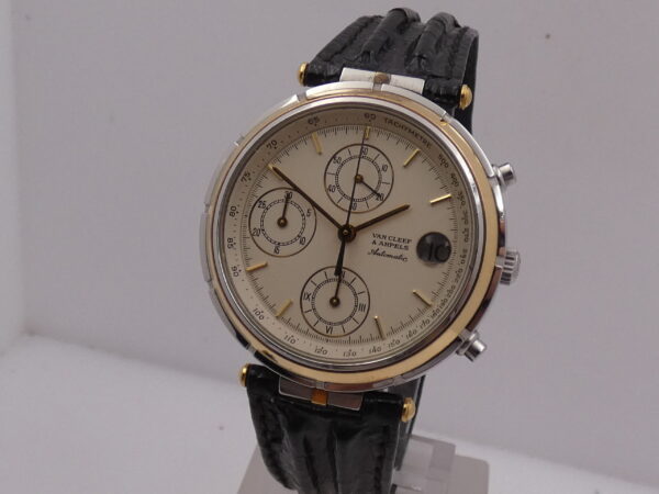 Van Cleef & Arpels Le Chronogrphe 424.023 Automatico Cal JLC 889 Acciaio & Oro 18 Kt WITH BOX ANNI '80s