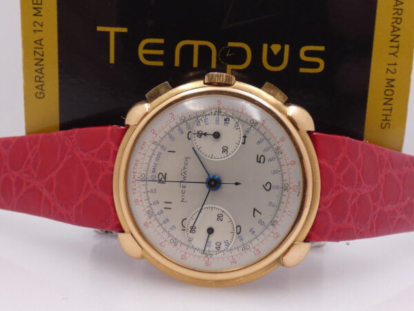 Cronografo Nice Watch Bicompax Oversize 37mm Oro 18 Kt Carica Manuale ANNI '50s