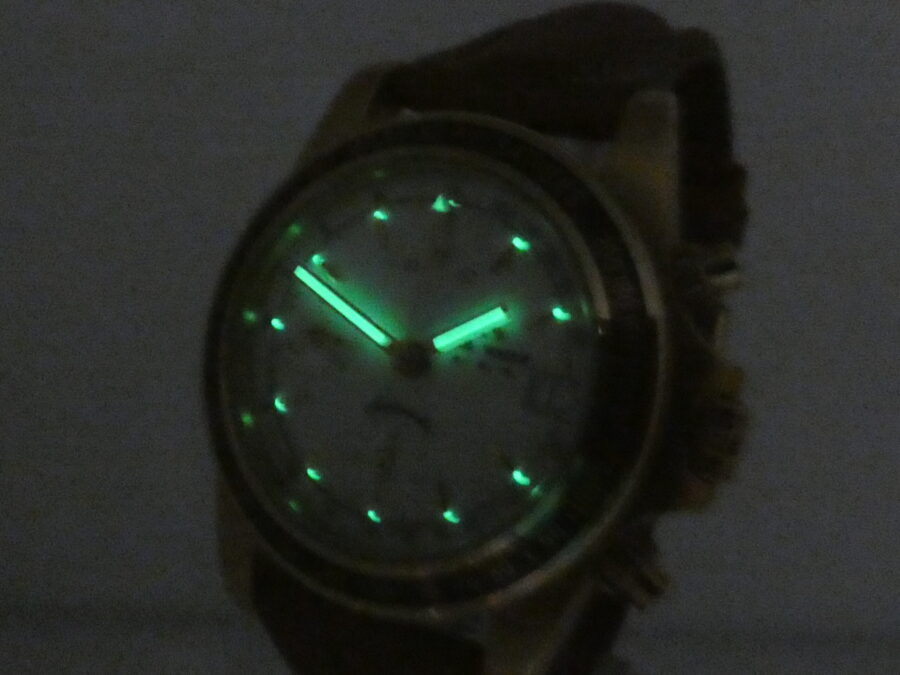 Cronografo Agir Watch Tricompax Automatic Date NEW OLD STOCK Mai Indossato 18 Kt Gold Filled - immagine 11