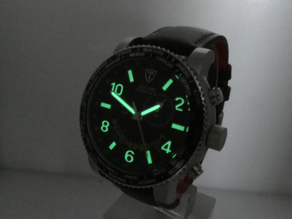 DeTomaso Cesena GMT Alarm CT1032-D NEW BOX & PAPERS Acciaio