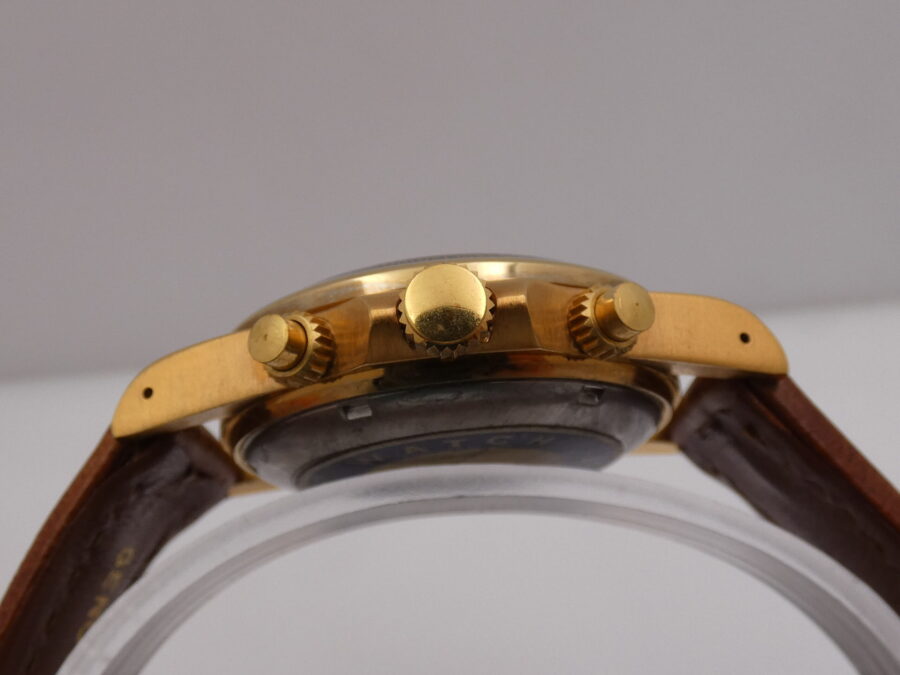 Cronografo Agir Watch Tricompax Automatic Date NEW OLD STOCK Mai Indossato 18 Kt Gold Filled - immagine 14