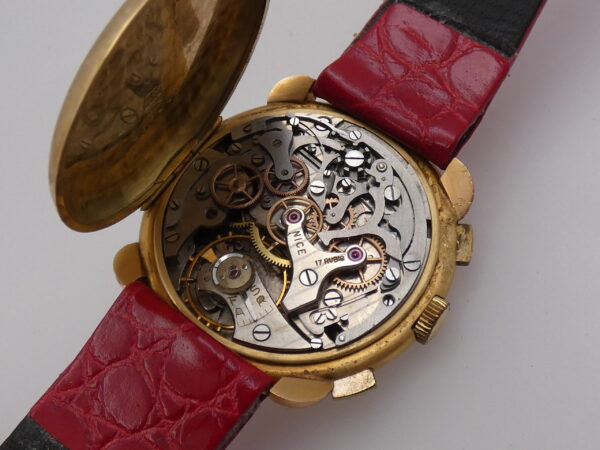 Cronografo Nice Watch Bicompax Oversize 37mm Oro 18 Kt Carica Manuale ANNI '50s