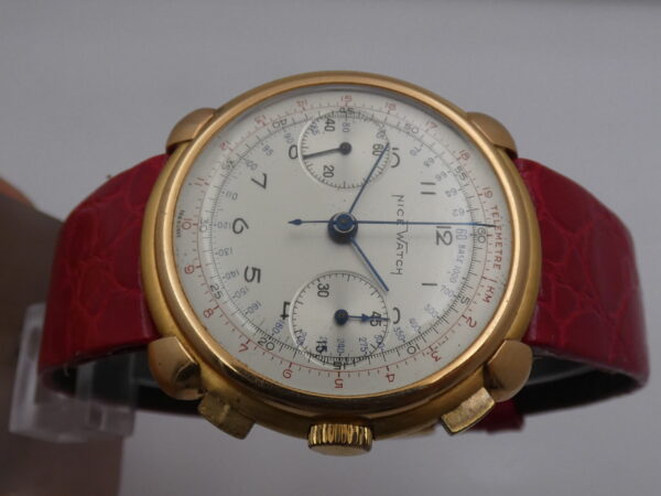 Cronografo Nice Watch Bicompax Oversize 37mm Oro 18 Kt Carica Manuale ANNI '50s