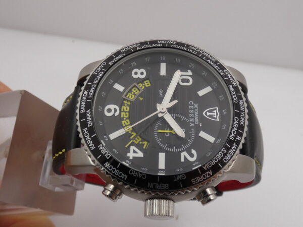 DeTomaso Cesena GMT Alarm CT1032-D NEW BOX & PAPERS Acciaio