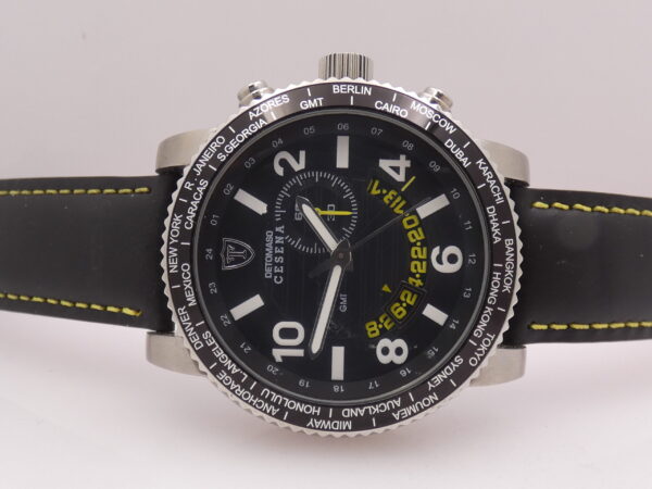 DeTomaso Cesena GMT Alarm CT1032-D NEW BOX & PAPERS Acciaio