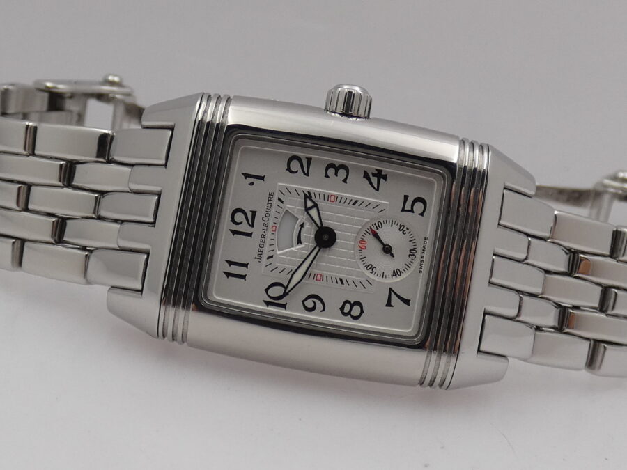 Jaeger LeCoultre Gran Sport Reverso Dual Time Night&Day 296.8.74 Diamond Bezel Carica Manuale Acciaio - immagine 5