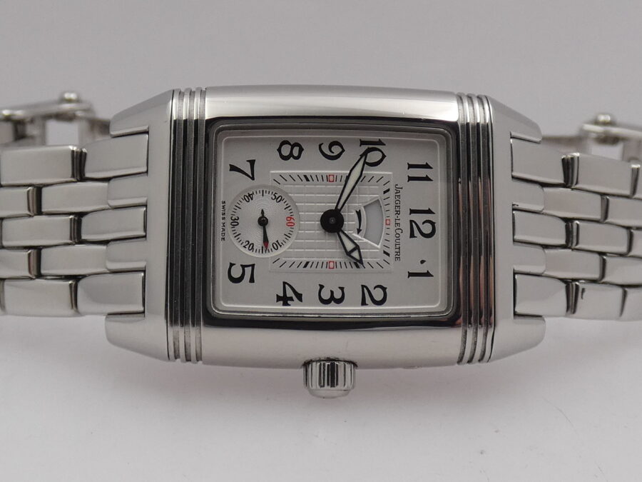 Jaeger LeCoultre Gran Sport Reverso Dual Time Night&Day 296.8.74 Diamond Bezel Carica Manuale Acciaio - immagine 6
