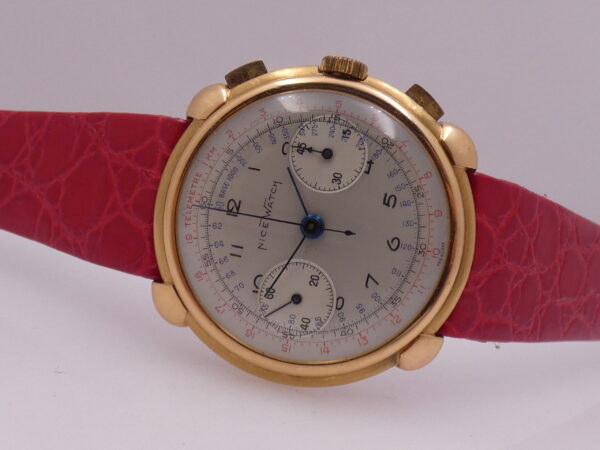 Cronografo Nice Watch Bicompax Oversize 37mm Oro 18 Kt Carica Manuale ANNI '50s