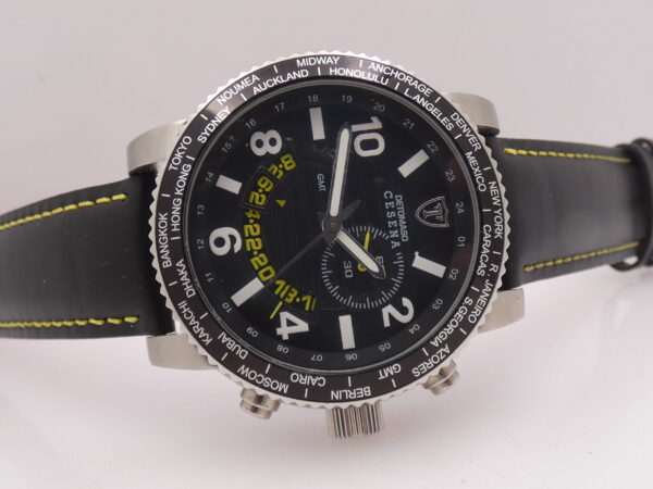 DeTomaso Cesena GMT Alarm CT1032-D NEW BOX & PAPERS Acciaio