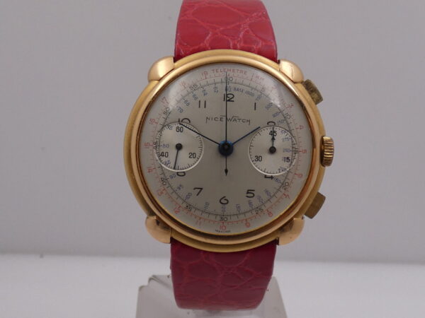Cronografo Nice Watch Bicompax Oversize 37mm Oro 18 Kt Carica Manuale ANNI '50s