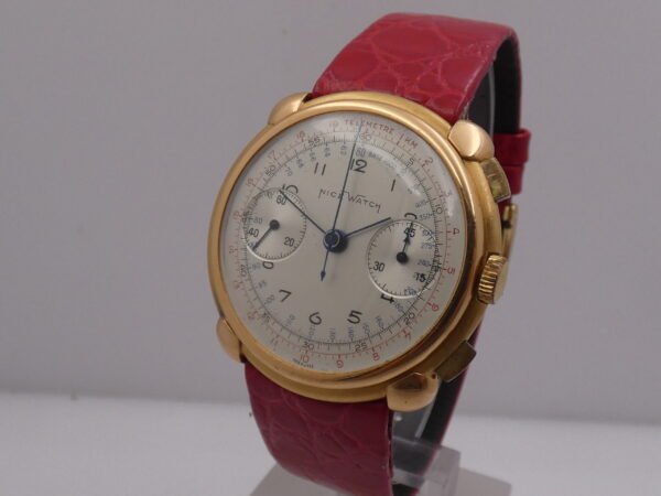 Cronografo Nice Watch Bicompax Oversize 37mm Oro 18 Kt Carica Manuale ANNI '50s