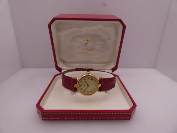 Cartier Gold Mantel Tank Vermeil Paris 590004 Argento 925 18 Kt Gold Filled WITH BOX ANNI '90