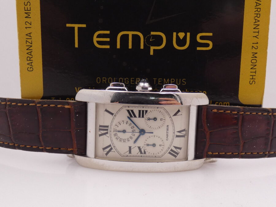 Cronografo Cartier Tank Americaine 2312 Oro Bianco 18 Kt ANNI '2000s - immagine 2