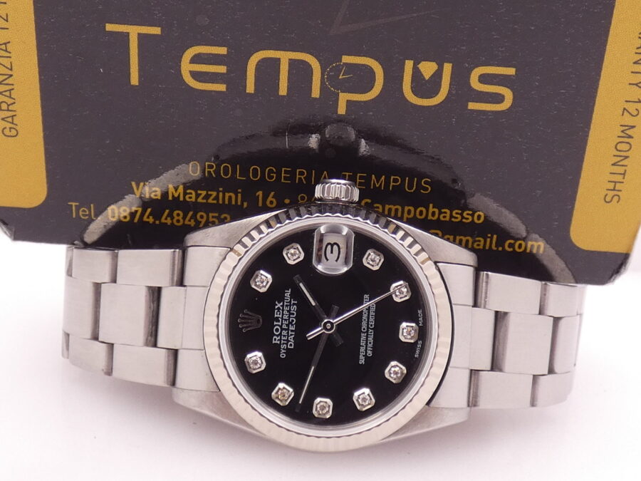 Rolex Datejust Mid-size Lady 68274 Diamond Dial Ghiera Oro Bianco ANNO 1986 Automatico - immagine 2