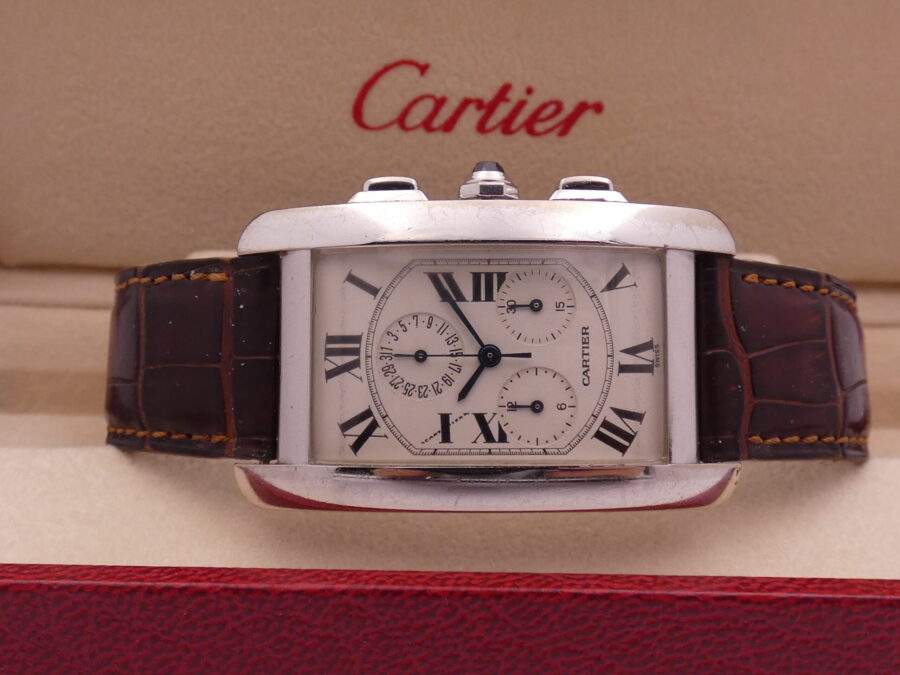 Cronografo Cartier Tank Americaine 2312 Oro Bianco 18 Kt ANNI '2000s - immagine 3